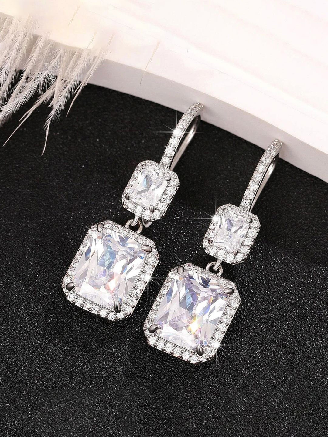

Designs & You Contemporary Drop Earrings, Silver