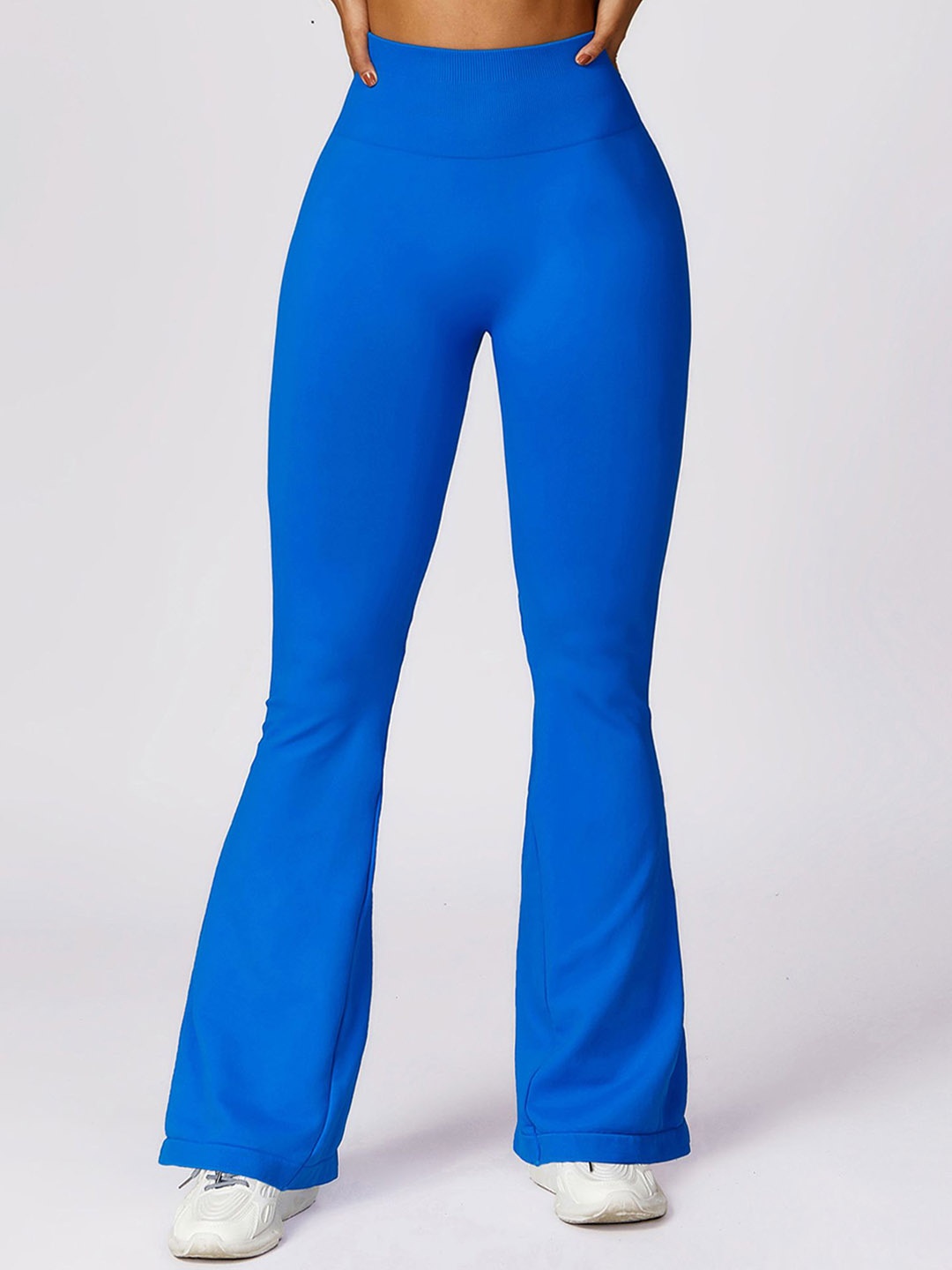 

LULU & SKY Women Solid Mid Rise Bootcut Track Pants, Blue