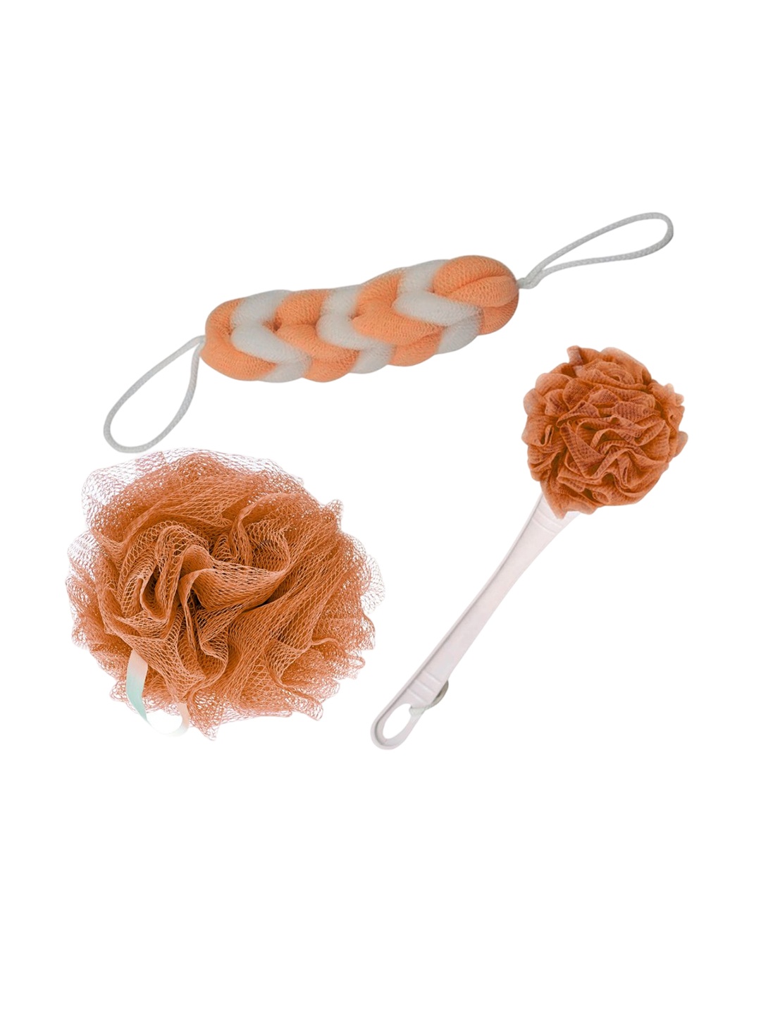 

CareDone Set Of 3 Large Bath Loofah Sponge Scrubber Exfoliator For High Lather Cleansing, Orange