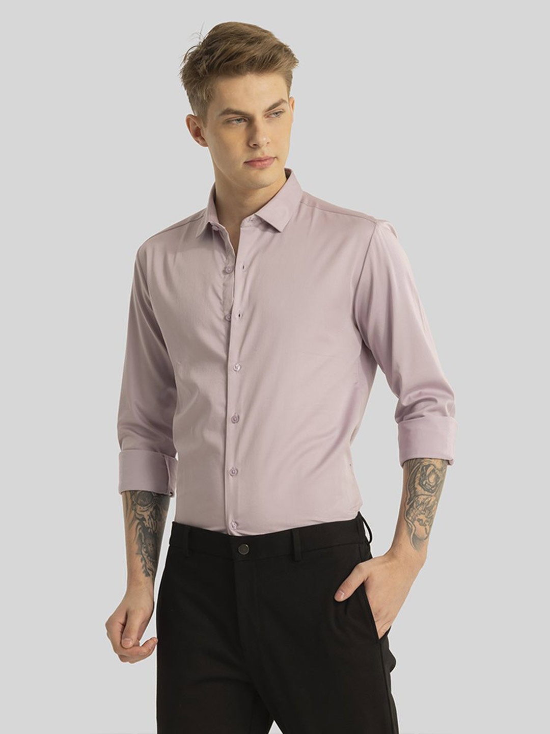 

Snitch Men Smart Slim Fit Opaque Formal Shirt, Pink
