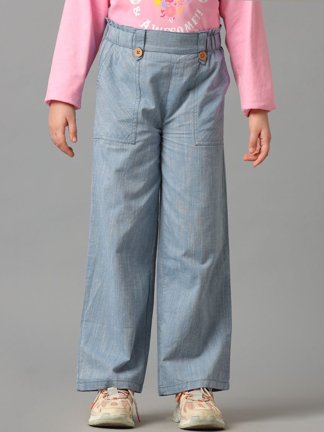 

UNDER FOURTEEN ONLY Girls Chambray Trousers, Blue