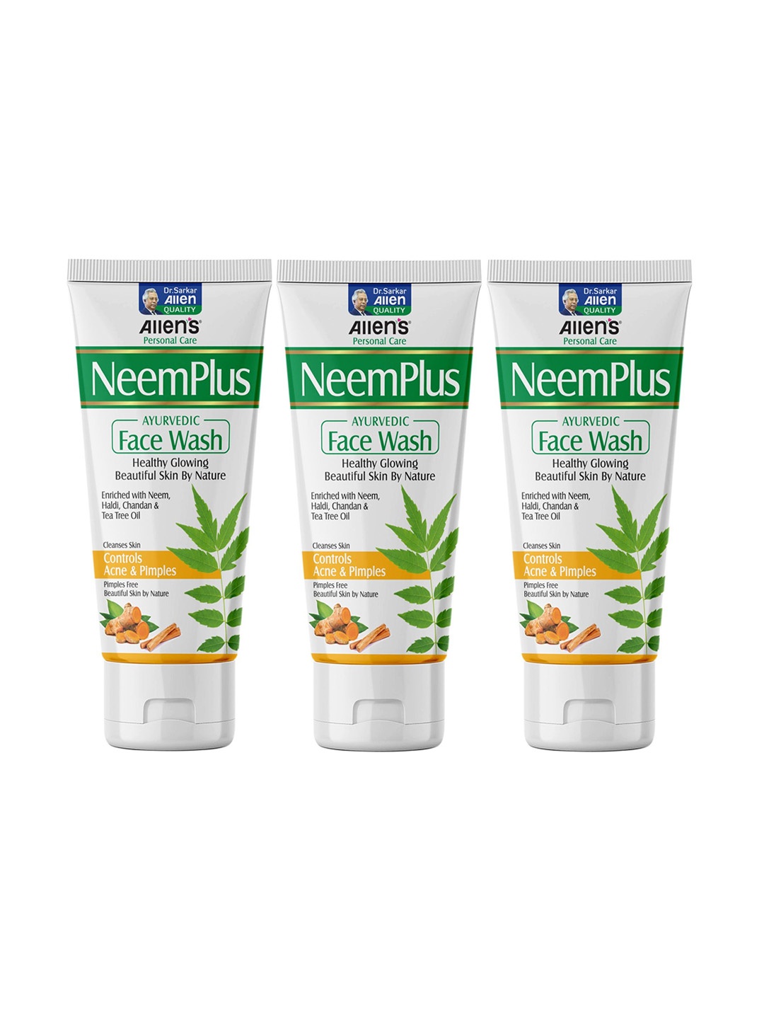 

ALLEN Neem Plus Set Of 3 Ayurvedic Face Wash With Neem-100ml Each, White