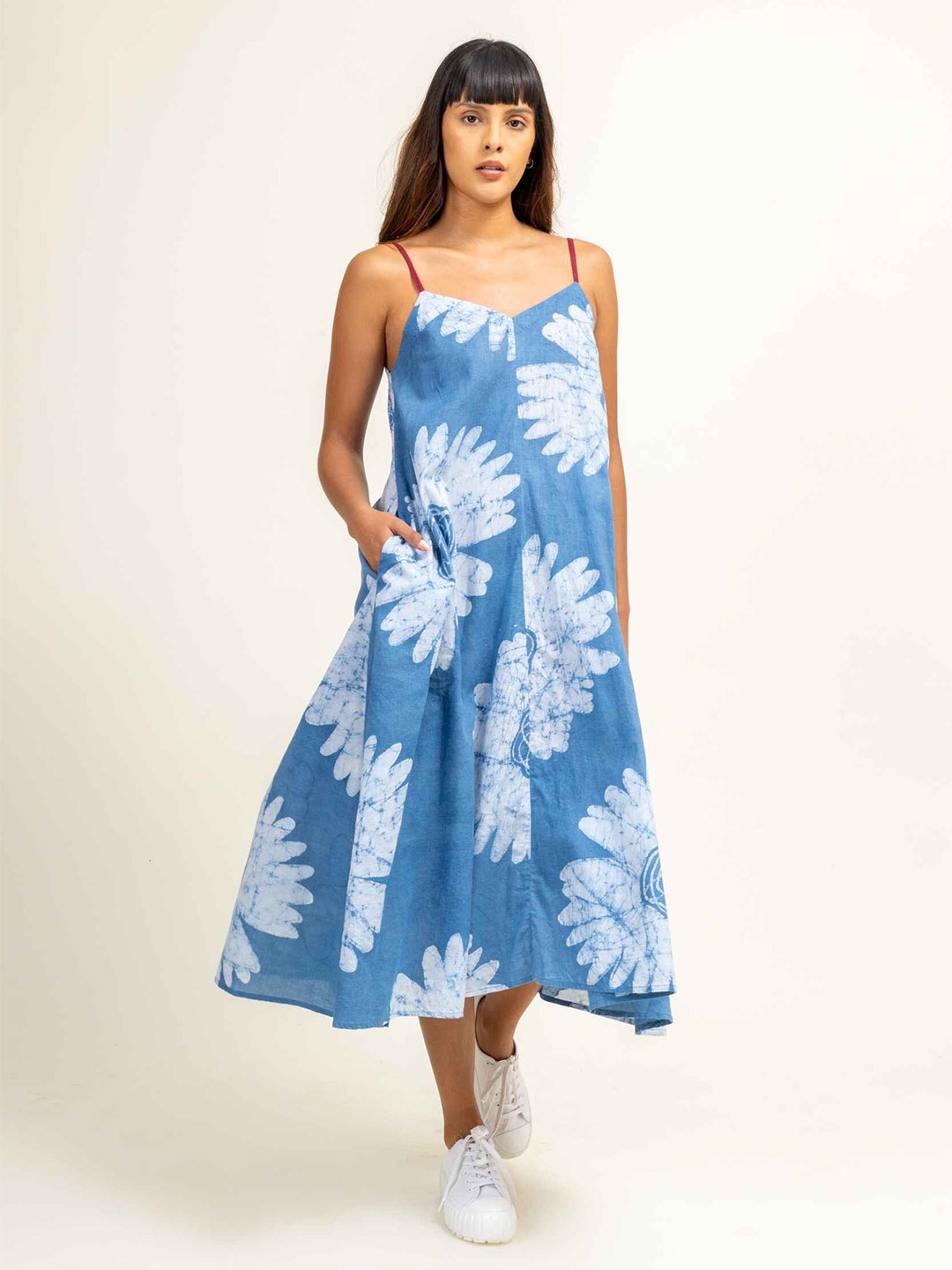 

Doodlage Tie and Dye Dyed A-Line Midi Dress, Blue