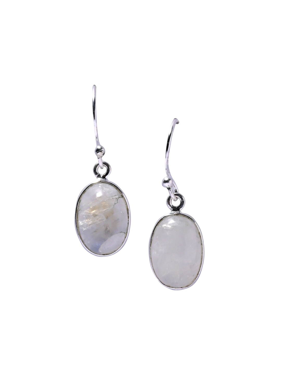 

Exotic India Circular Drop Earrings, White