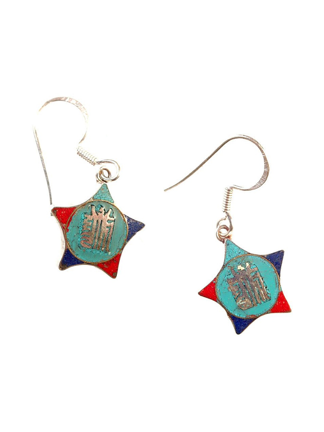 

Exotic India Sterling Silver Nepalese Earrings, Multi
