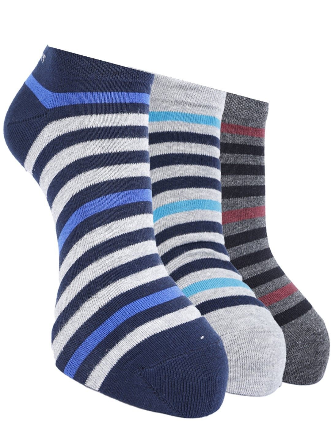 

Force NXT Pack Of 3 Striped Shoe-Liner Socks, Blue