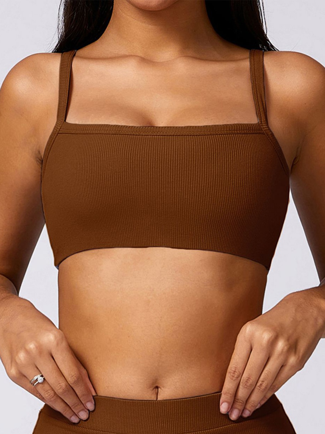 

LULU & SKY Bralette Crop Top, Coffee brown