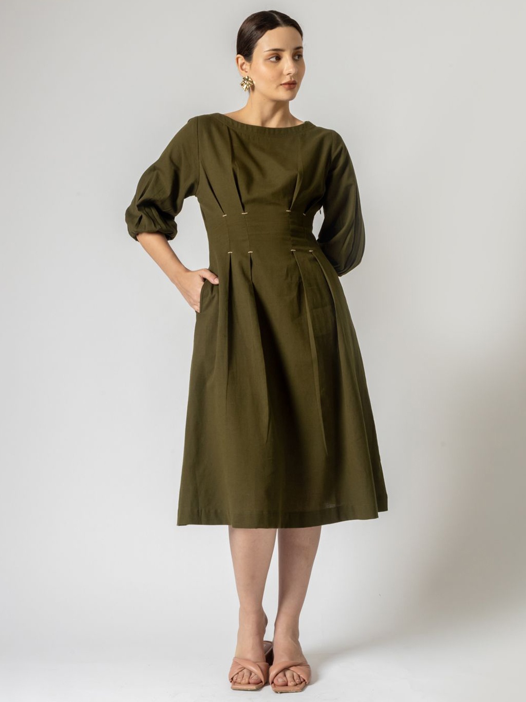 

Doodlage Fit & Flare Midi Dress, Green