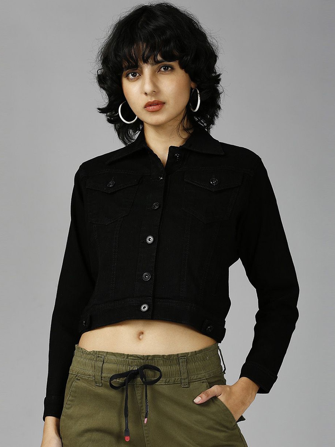 

Blum Denim Women Washed Lightweight Crop Outdoor Denim Jacket, Black