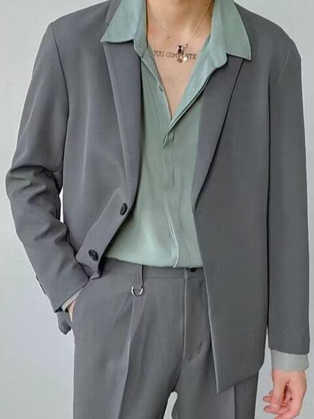 

StyleCast Men Single Breasted Blazer, Grey