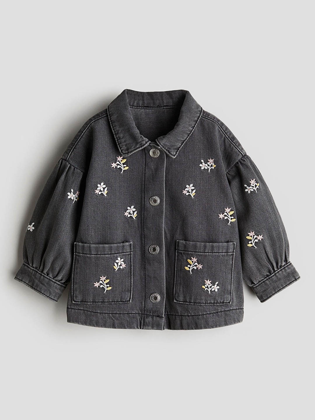 

H&M Girls Cotton Denim Jacket, Grey