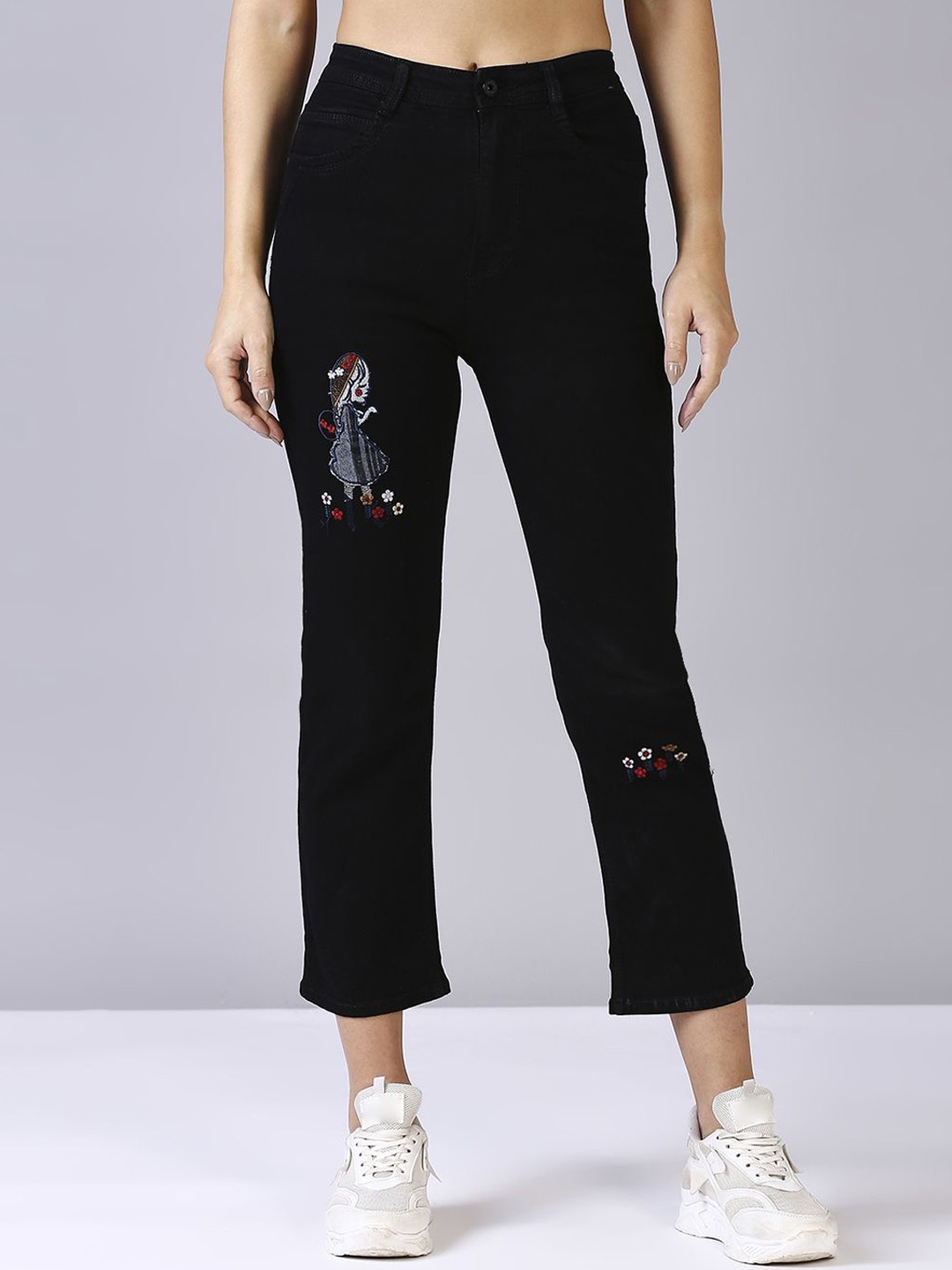 

Blum Denim Women Straight Fit High-Rise Stretchable Jeans, Black