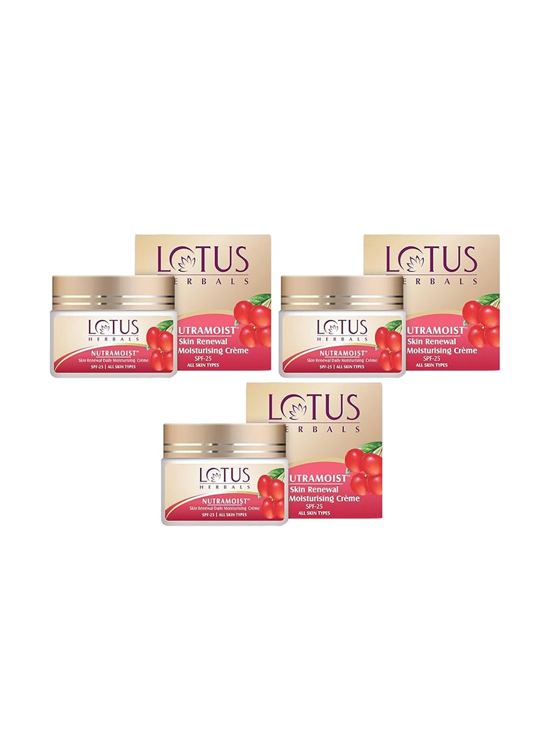 

Lotus Herbals Set Of 3 Nutramoist Skin Renewal SPF 25 Daily Moisturisng Cream 50gEach