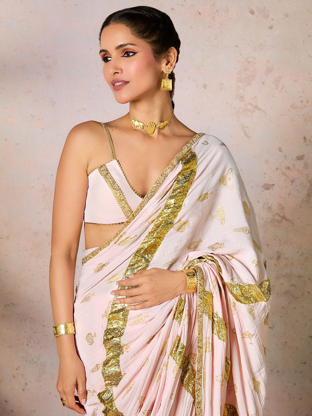 

Masaba Striped Gotta Patti Saree, Pink