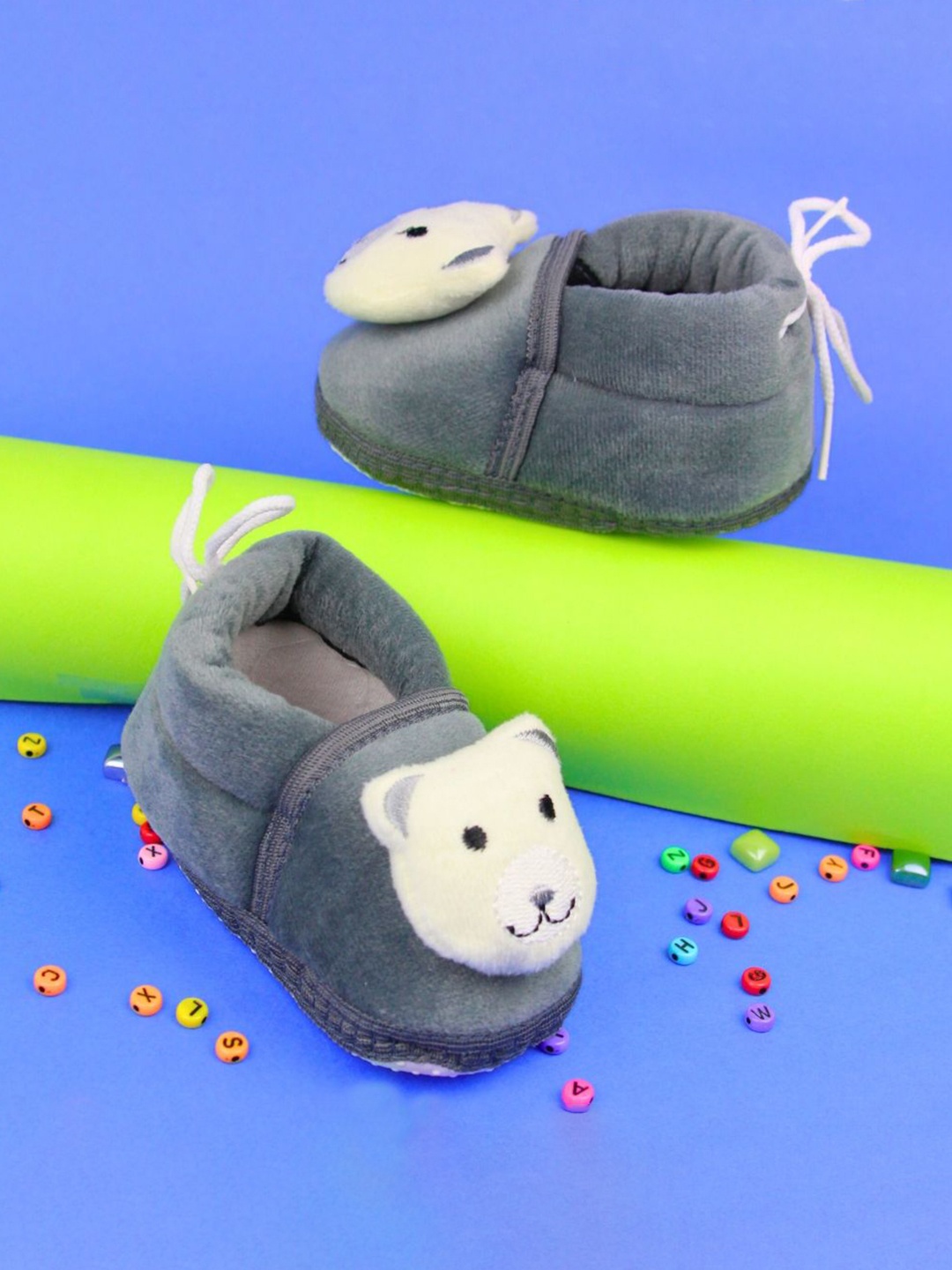 

BAESD Unisex Kids Cotton Animal Face Booties, Grey