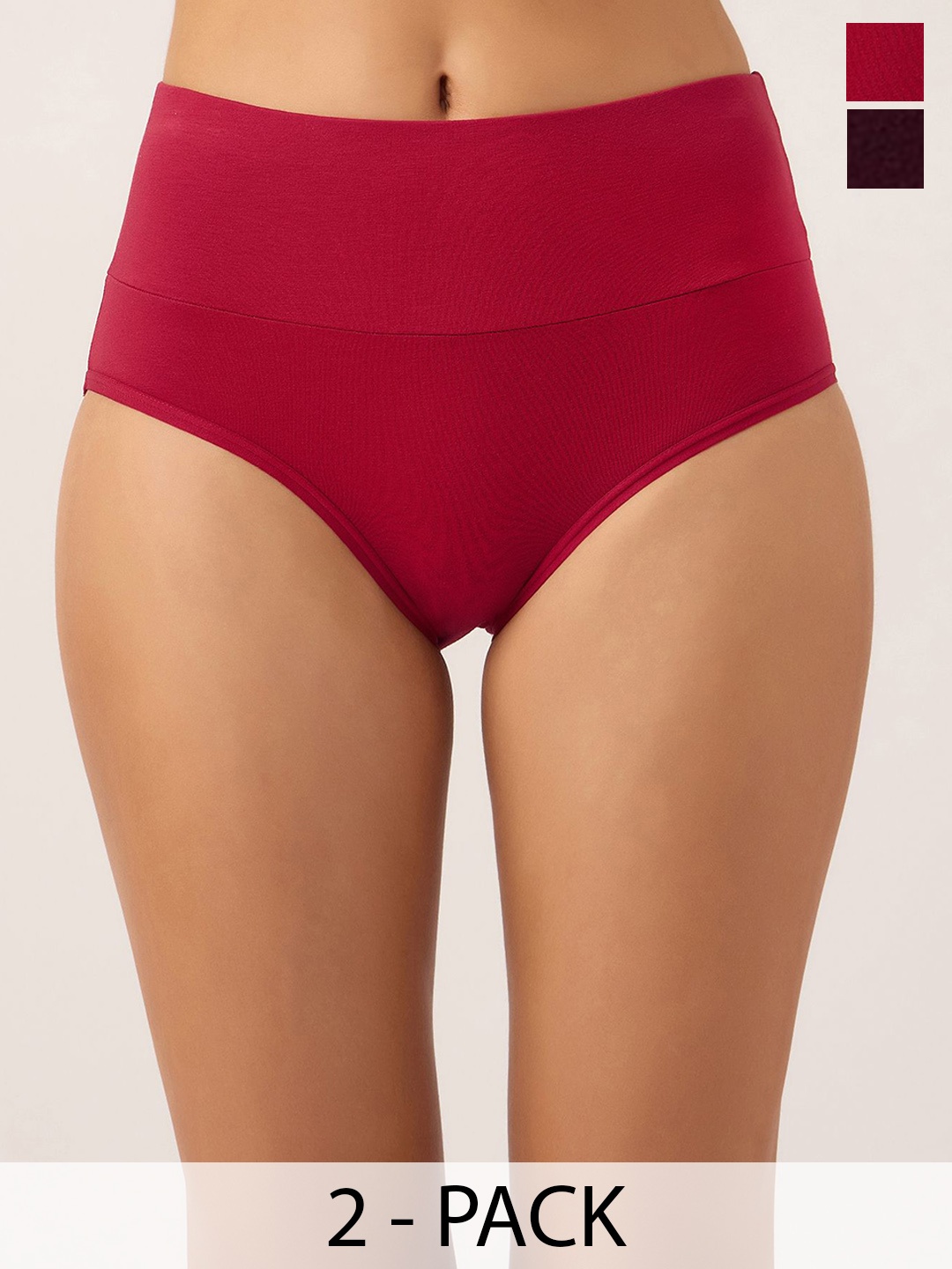

DressBerry Pack of 2 Anti Microbial Mid Waist Hipster Briefs-DB-CHV-2PP-12, Maroon