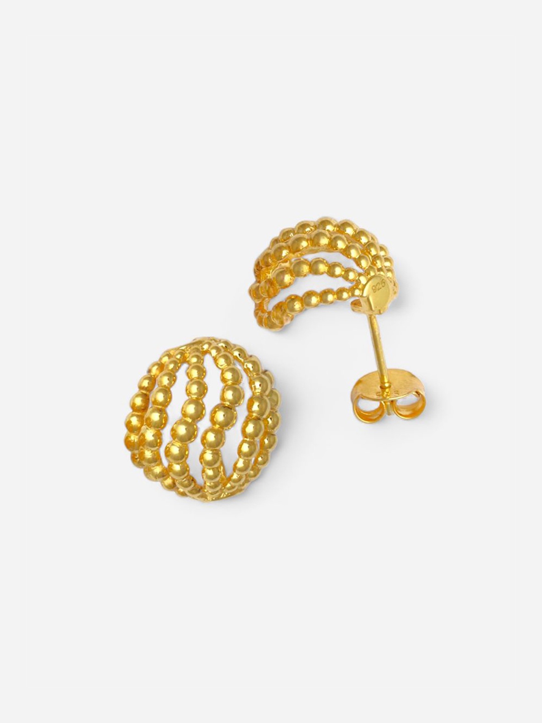 

Trisu 925 Sterling Silver 18KT Gold-Plated Beaded Diversity Orb Studs Earrings