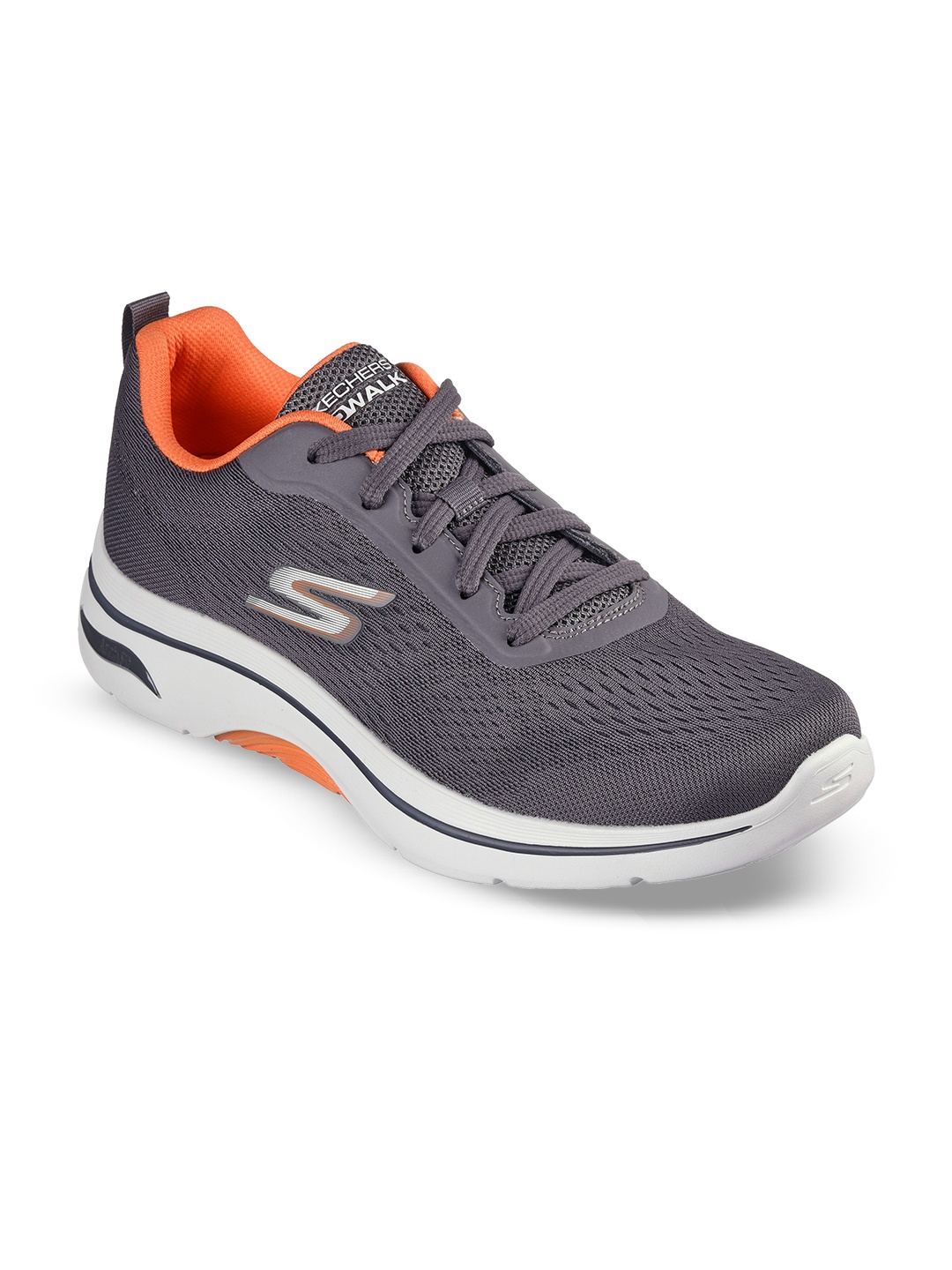 

Skechers Mens Self design Lace Ups Non-Marking Round Toe Walking Shoes, Charcoal