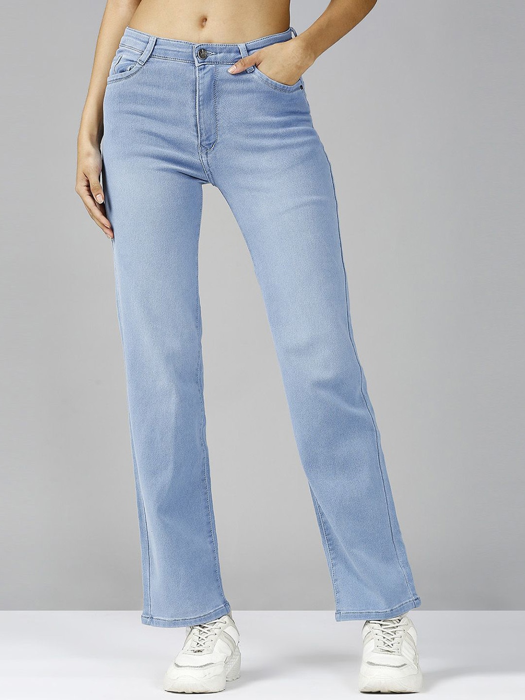 

Blum Denim Women Straight Fit Mid-Rise Stretchable Jeans, Blue