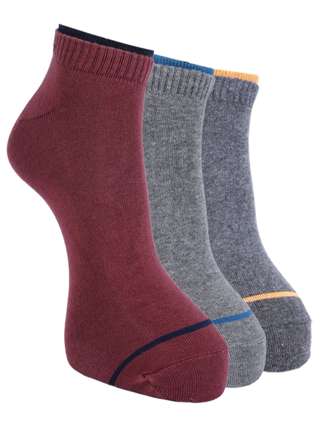 

Force NXT Men Pack Of 3 Colour-Blocked Cotton Ankle-Length Socks, Grey
