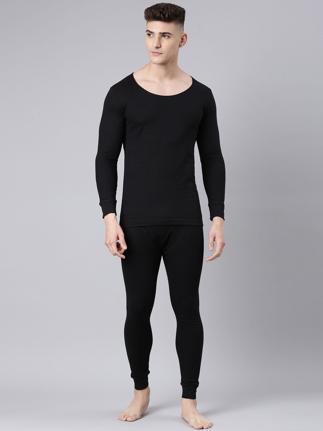 

Levi's Round Neck Full Sleeve Thermal Top and Bottom Set for Men's, Black