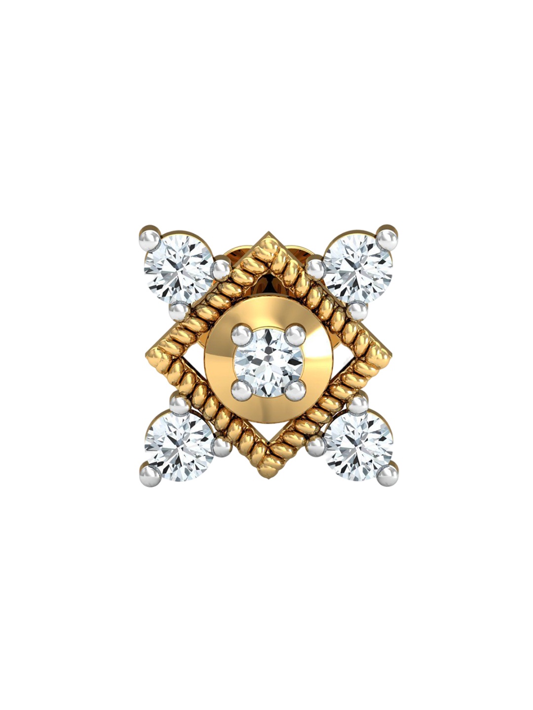 

KUBERBOX 14KT Gold Square Diamond Nosestud-0.08Ct