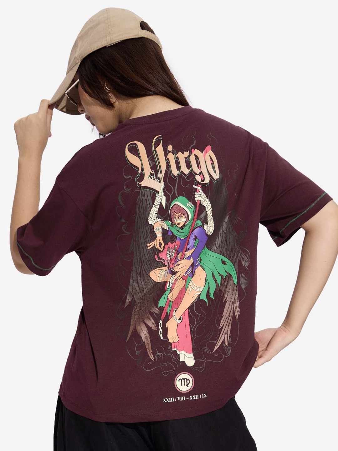 

The Souled Store Women Printed T-shirt, Burgundy