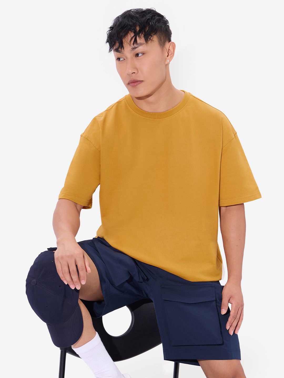 

The Souled Store Men Drop-Shoulder Sleeves T-shirt, Yellow