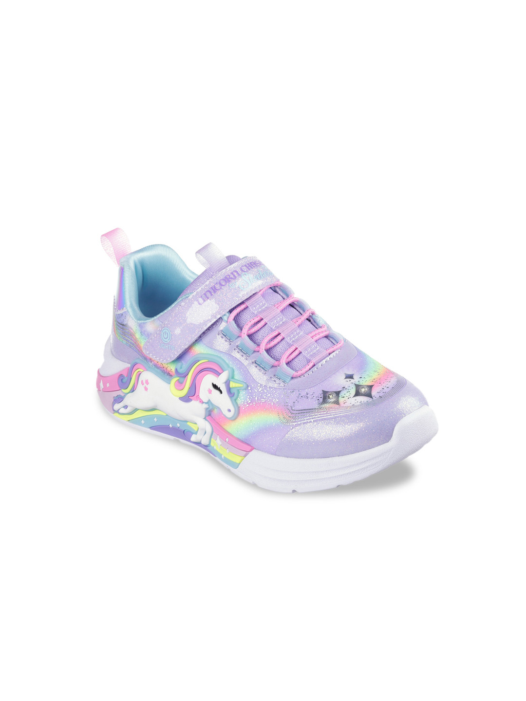 

Skechers Girls Unicorn Chaser Colorblocked Round Toe Velcro Lace Ups Casual Shoes, Lavender