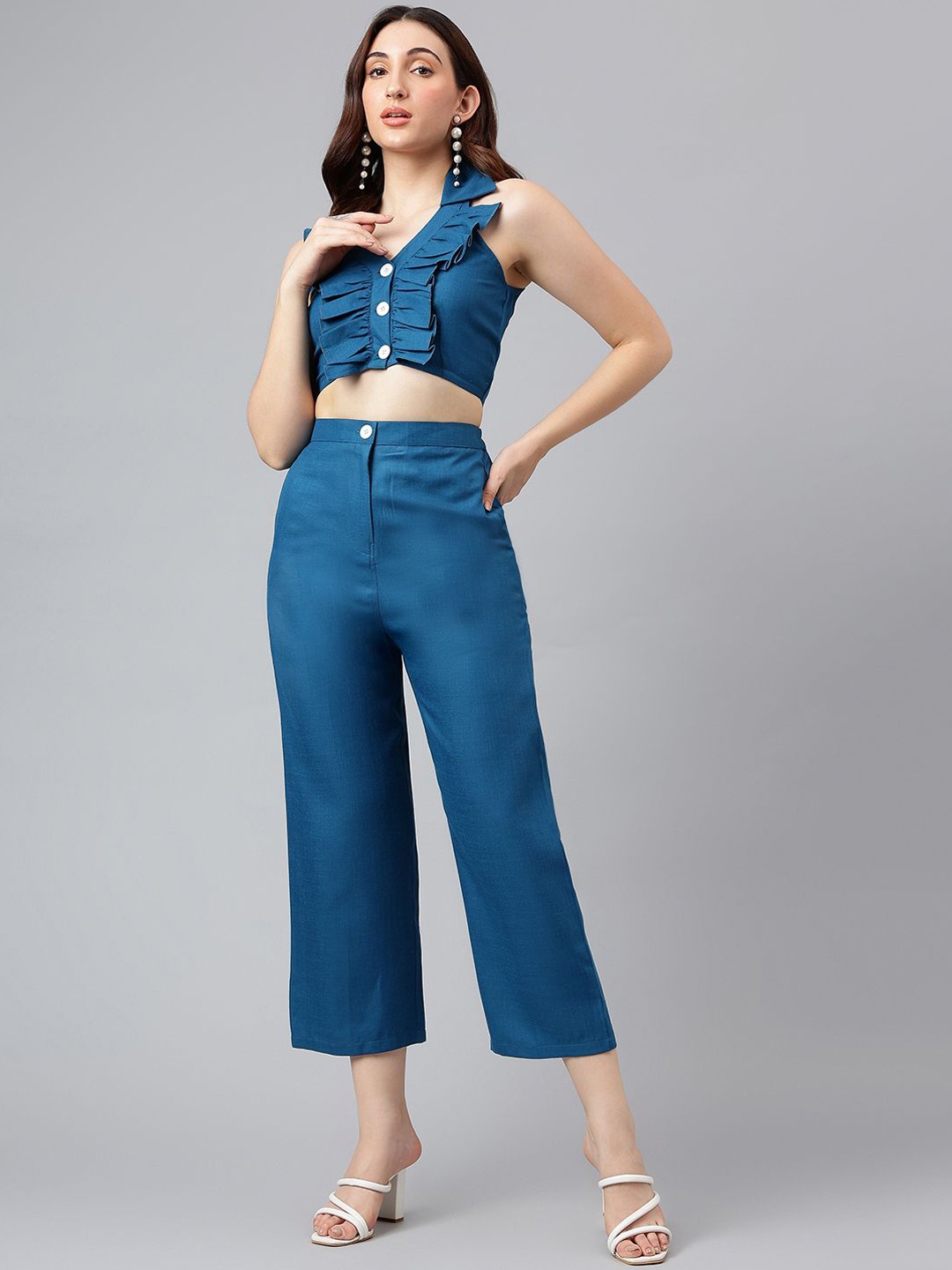 

TRYMISFIT V-Neck Sleeveless Top & Trouser Co-Ords, Blue