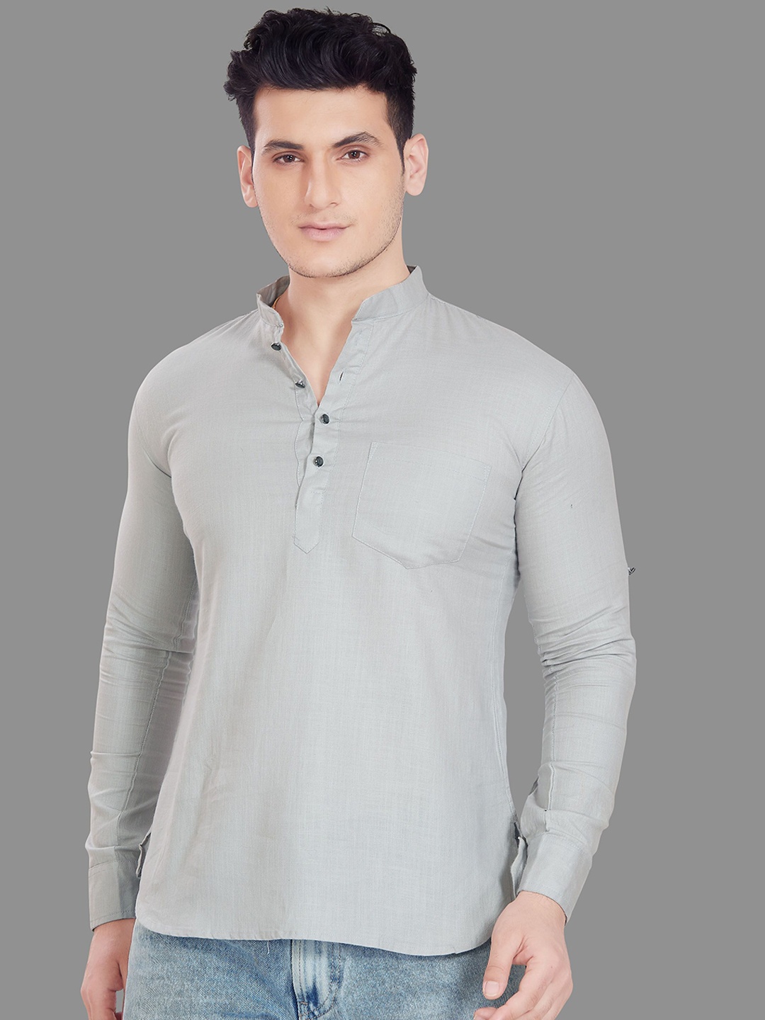 

Rani Saahiba Men Thread Work Kurta, Grey