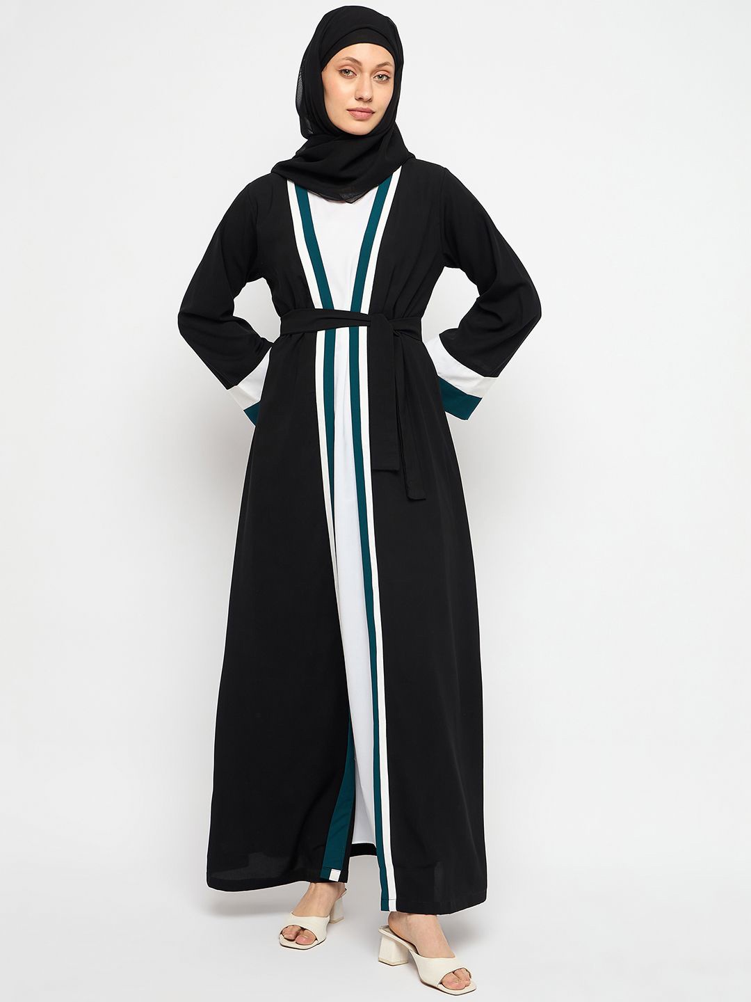 

NABIA Solid Shrug Abaya with Inner Part, Black