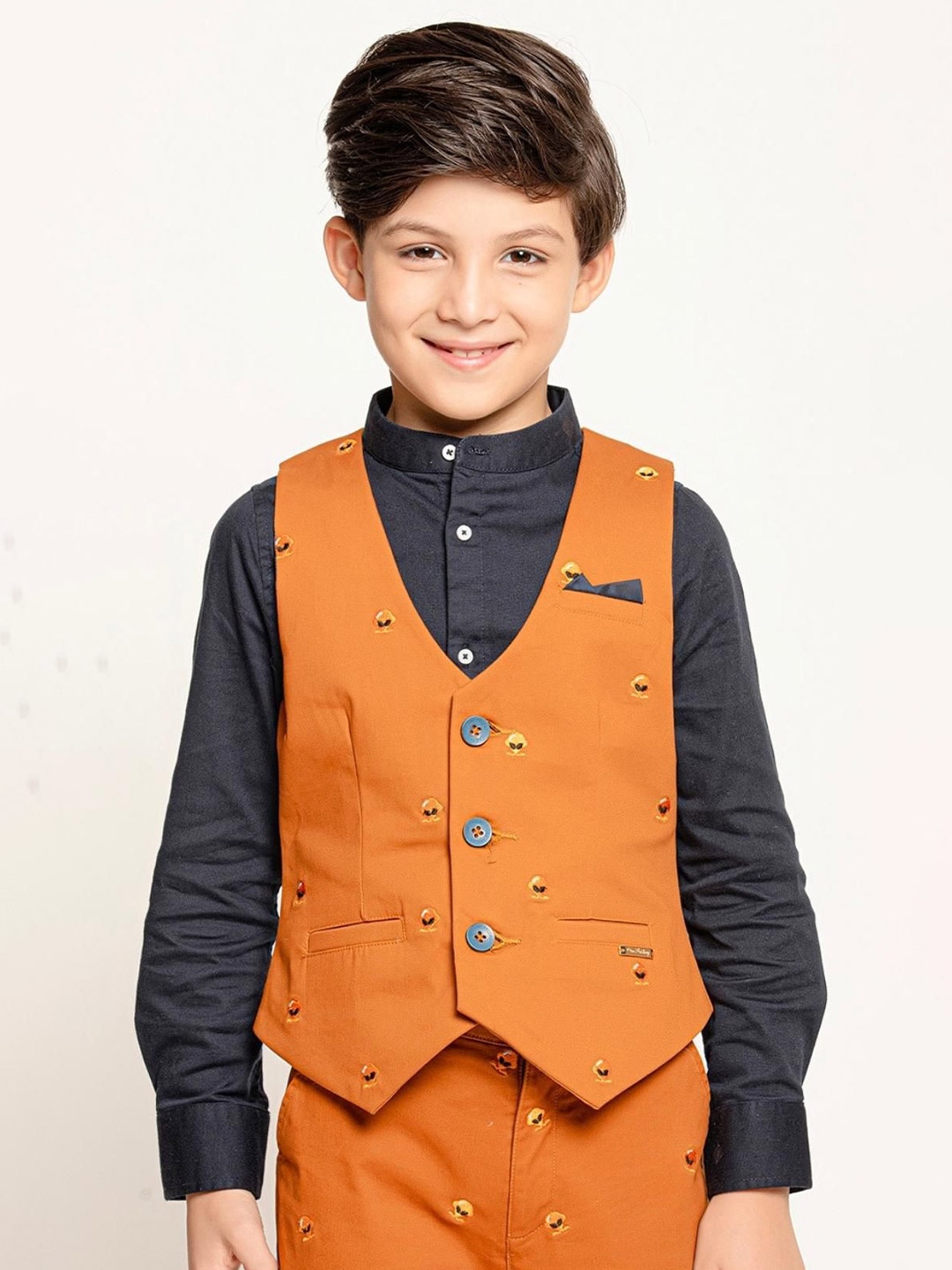 

One Friday Kids Boys V-Neck Waist Coat, Rust