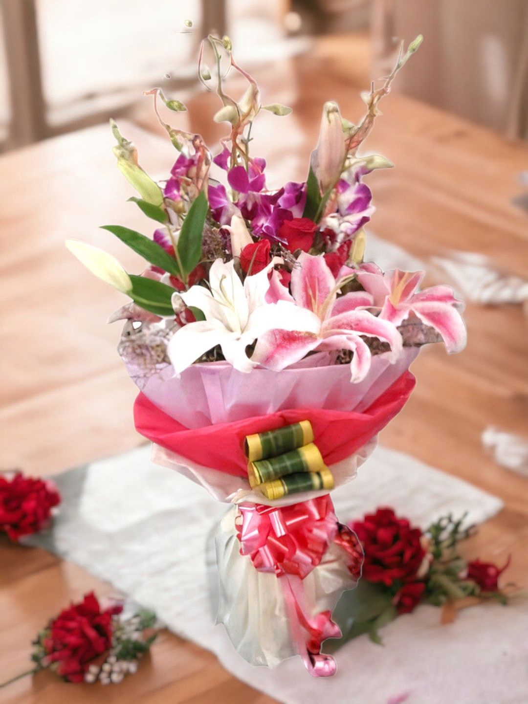 

bettergiftflowers 9-Pcs Pink & Purple Mixed Fresh Flowers Bouquet