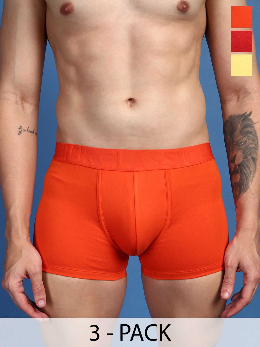 

ONN Men Pack Of 3 Assorted Pure Cotton Trunks -ONN_UK_31_ASST6_3PC