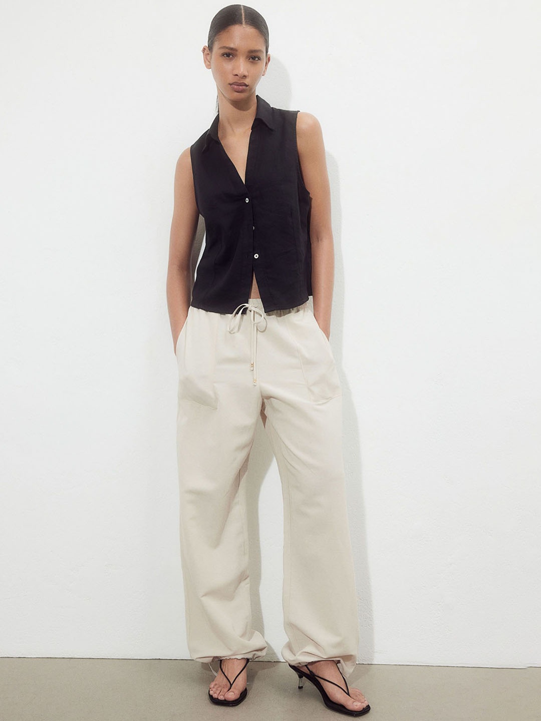 

H&M Pull-On Trousers, Beige