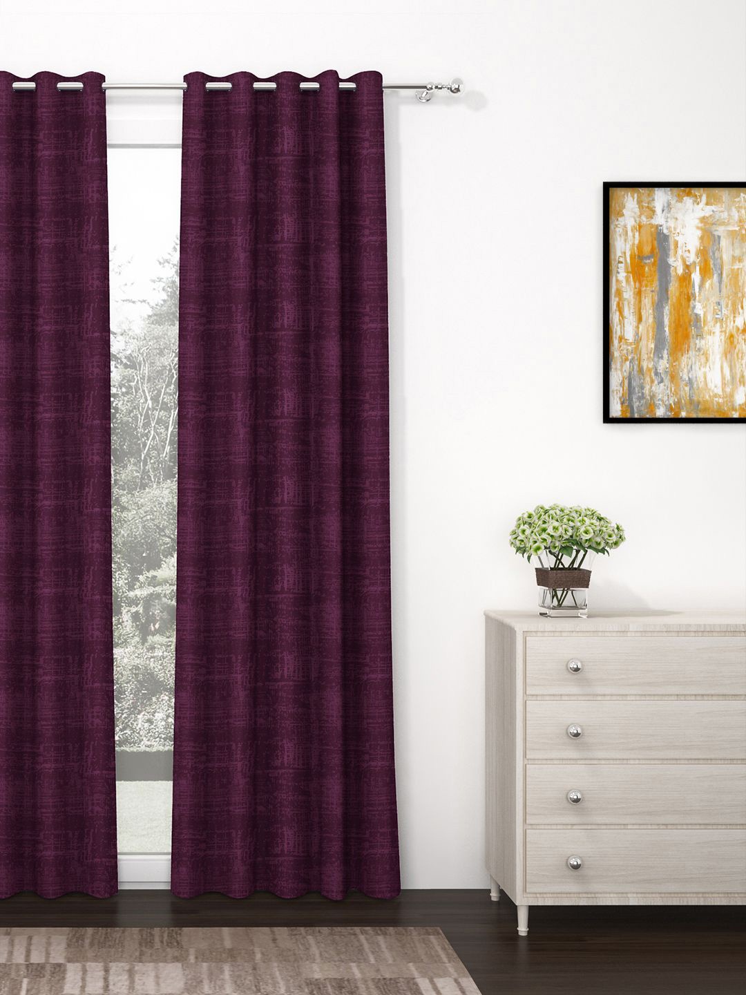 

Story@home Maroon & Peach-Coloured Black Out Door Curtain