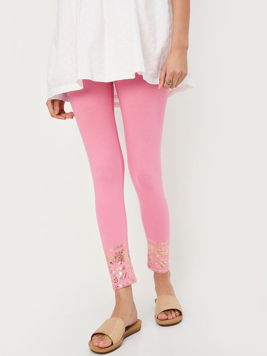 

max Printed Ankle-Length Leggings, Pink