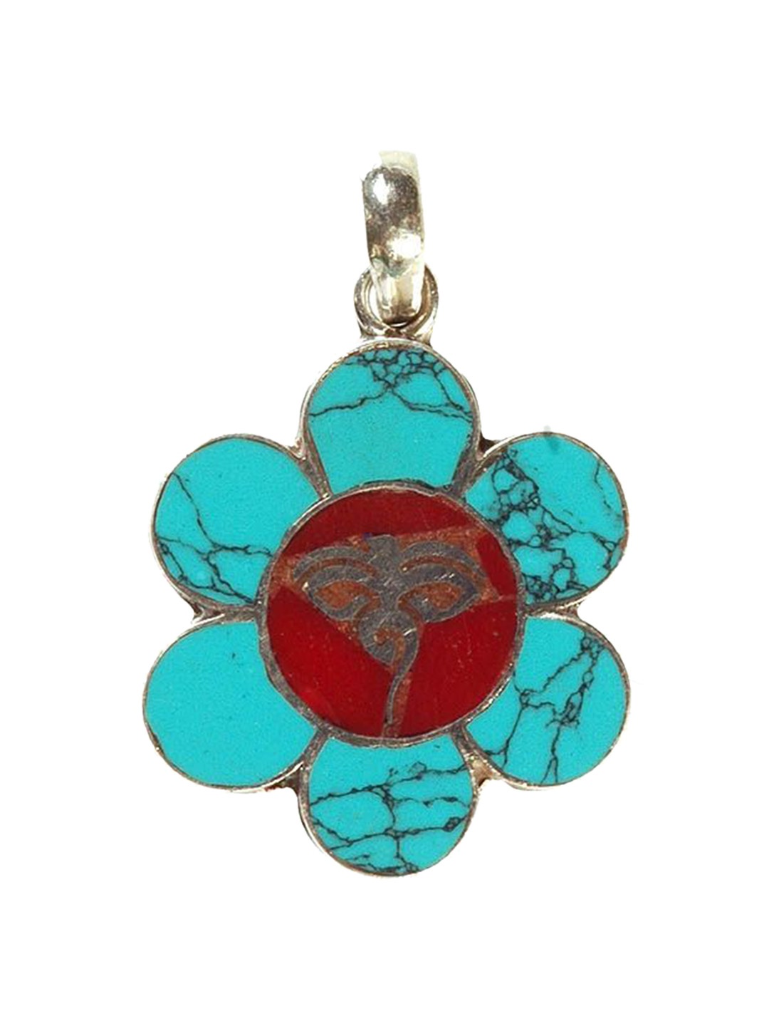 

Exotic India Swayambhunath Eye Inlay Sterling Silver Pendant, Gold