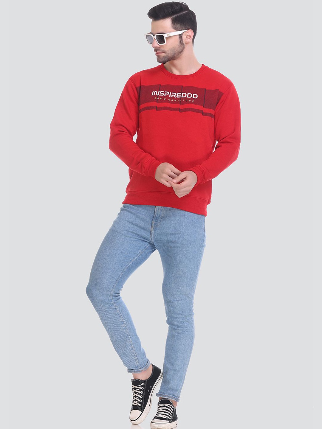 

Tuckinn Men Printed Round Neck Sweatshirt, Red