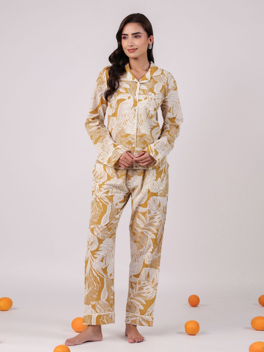 

SANSKRUTIHOMES Women Printed Night suit, Yellow