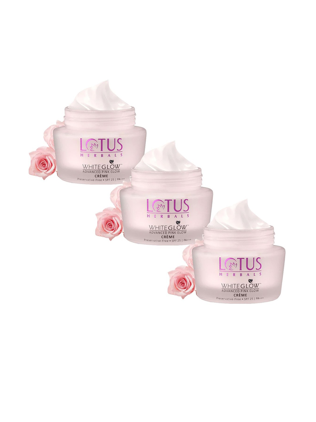 

Lotus Herbals Set Of 3 WhiteGlow Advanced Pink Glow SPF 25 Brightening Cream-50g Each