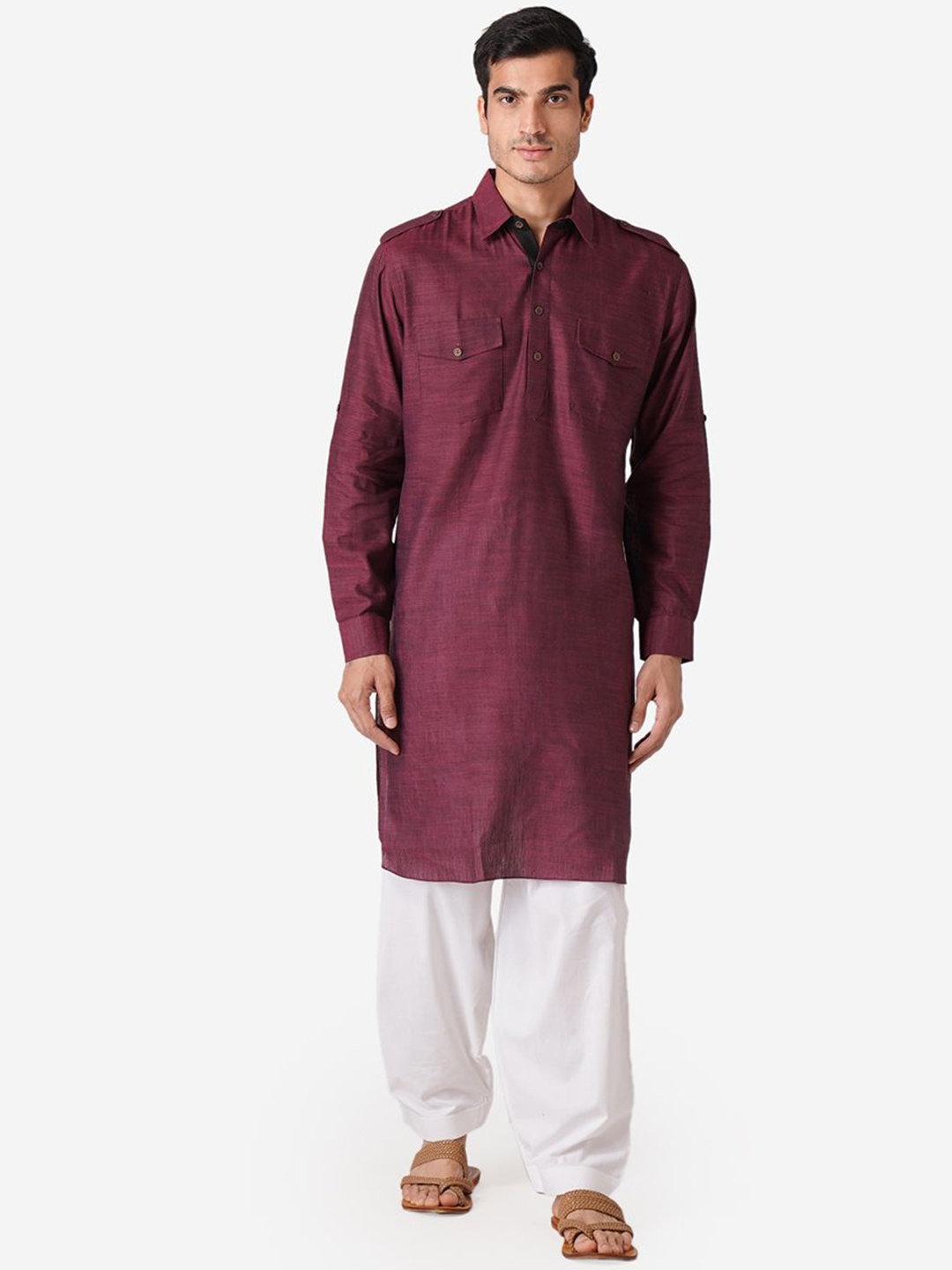 

ZOIS Men Sequinned Kurta, Maroon