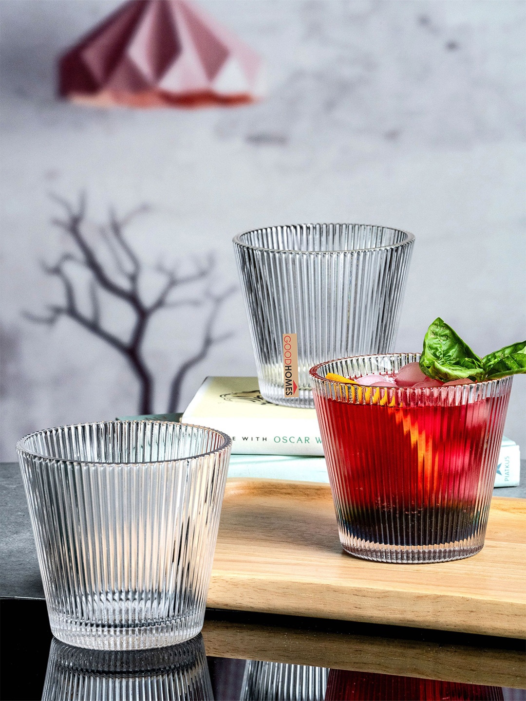 

GOODHOMES Set Of 6 Textured Transparent Juice Glass Tumbler set - 290ml