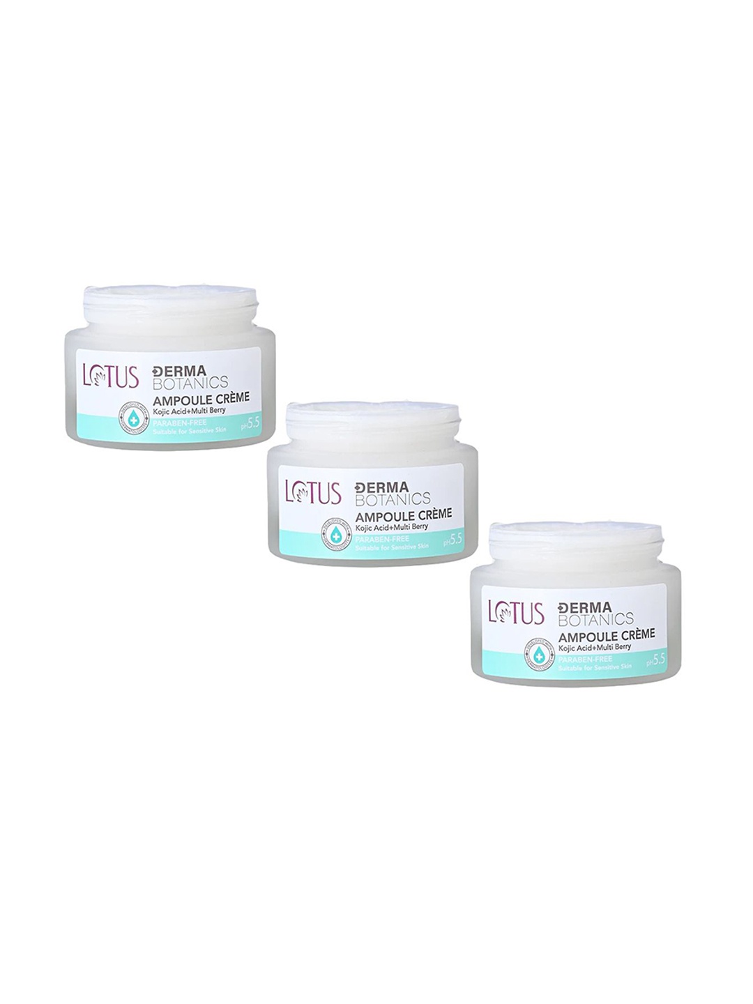 

Lotus Herbals Set of 3 DermaBotanics Ampoule Cream with Kojic Acid & MultiBerry - 50g each, White