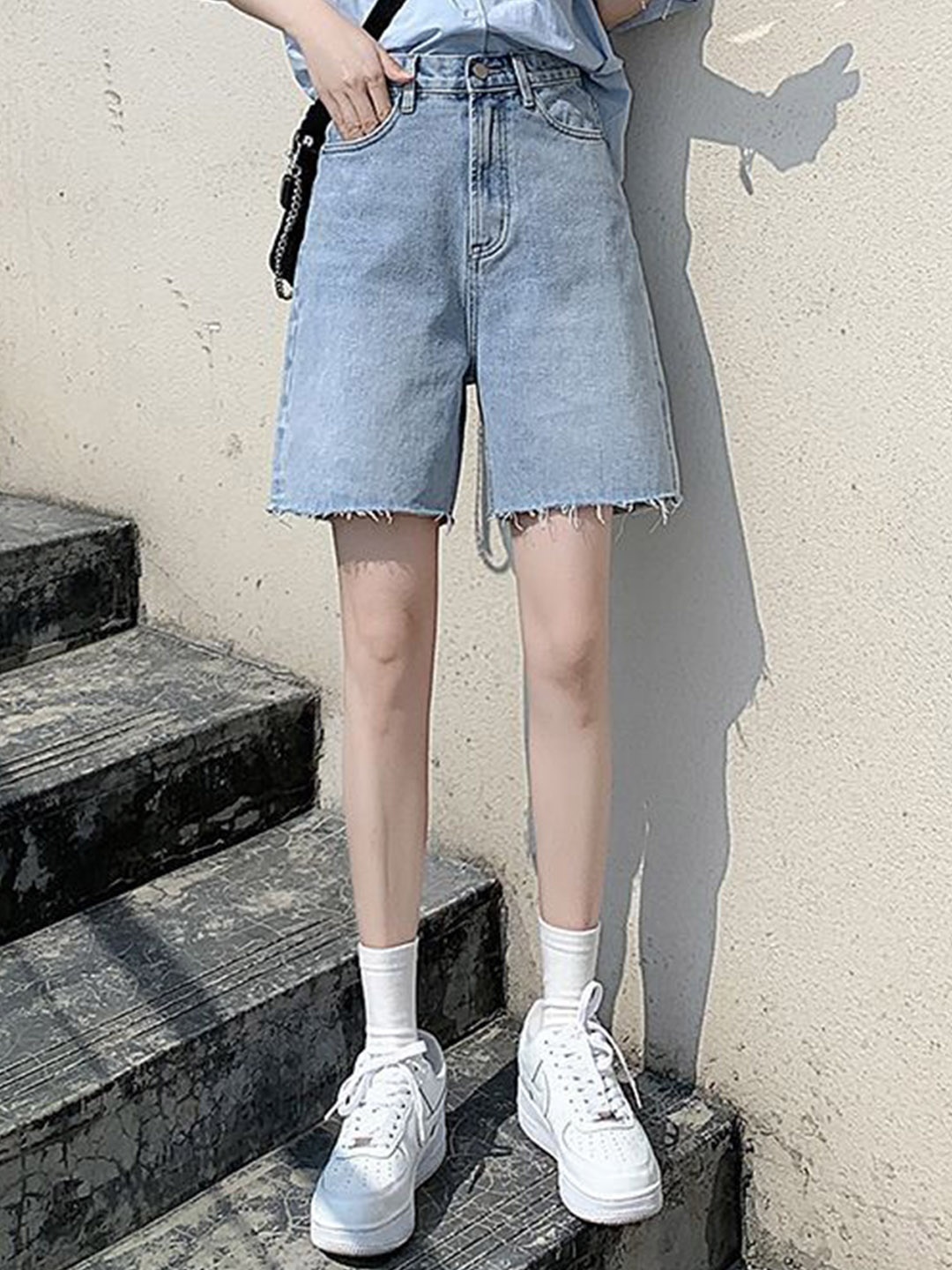

StyleCast x Revolte Women Washed Denim Shorts, Blue