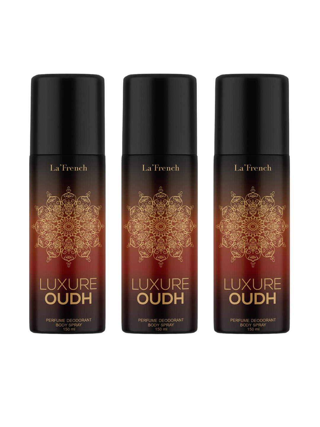 

La French Set Of 3 Luxure Oudh Deodorant Body Spray-150ml Each, Brown