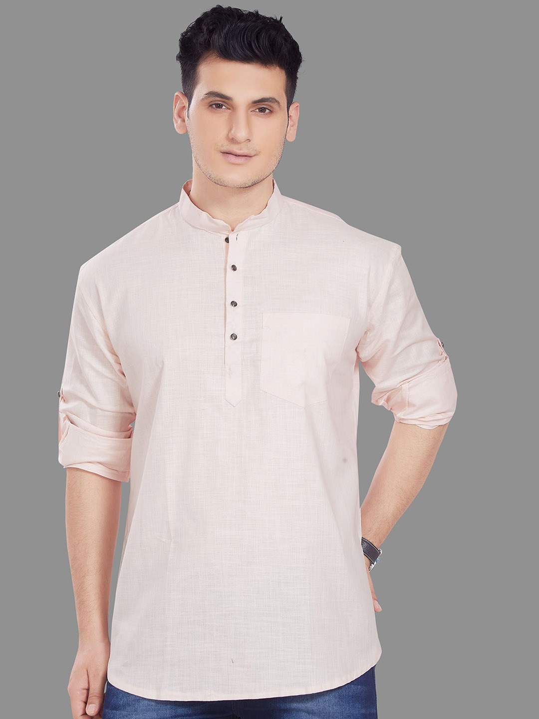 

Rani Saahiba Men Thread Work Kurta, Peach