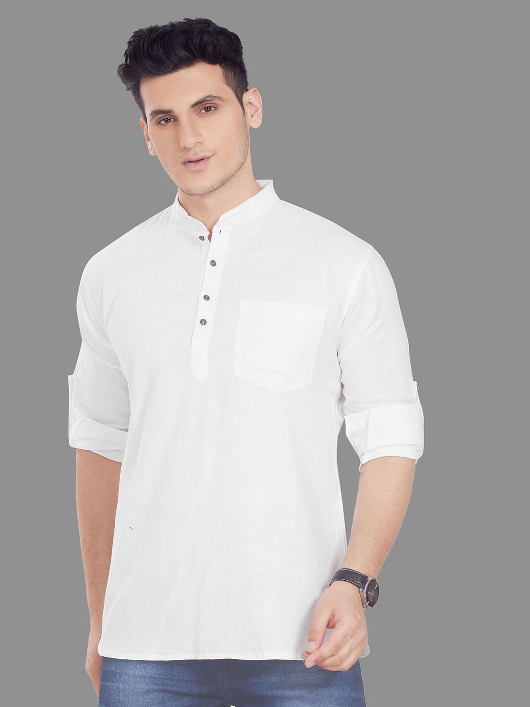 

Rani Saahiba Men Thread Work Kurta, White