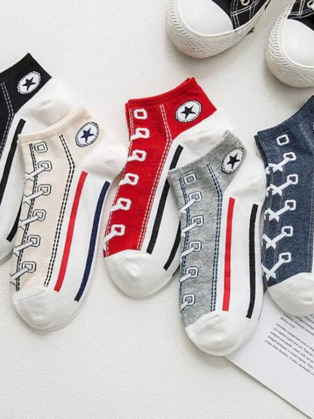 

BAESD Kids 5 Pcs Patterned Ankle-Length Socks, Grey melange